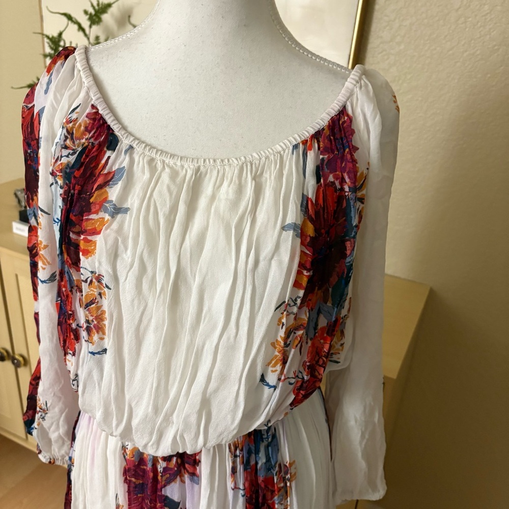 FREE PEOPLE Floral Bardot Printed‎ Maxi Dress Boho Size S - Picture 5 of 11
